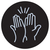Graphic icon of hands doing a high-five 